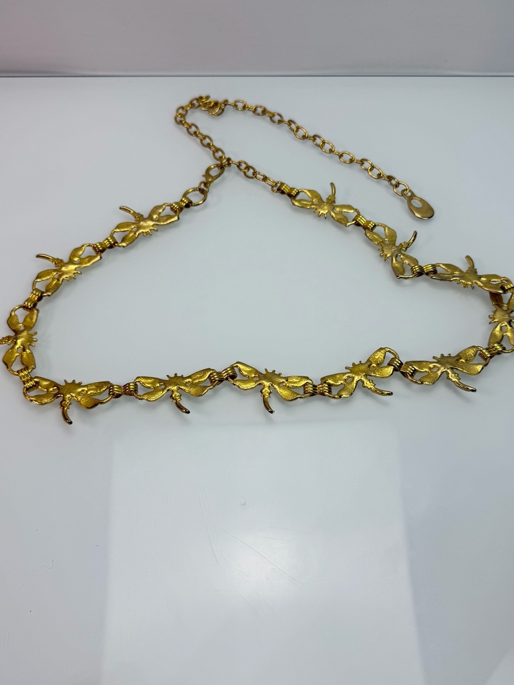 Vintage Gold Tone Necklace Dress Belt Dragonfly Adjustable Chain